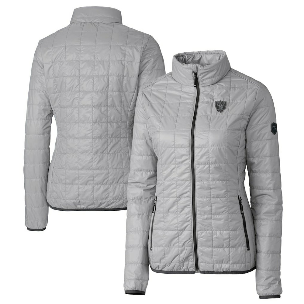 Las Vegas Raiders Cutter & Buck Women's Rainier PrimaLoft Eco Insulated Full-Zip Puffer Jacket - Gray Jackets
