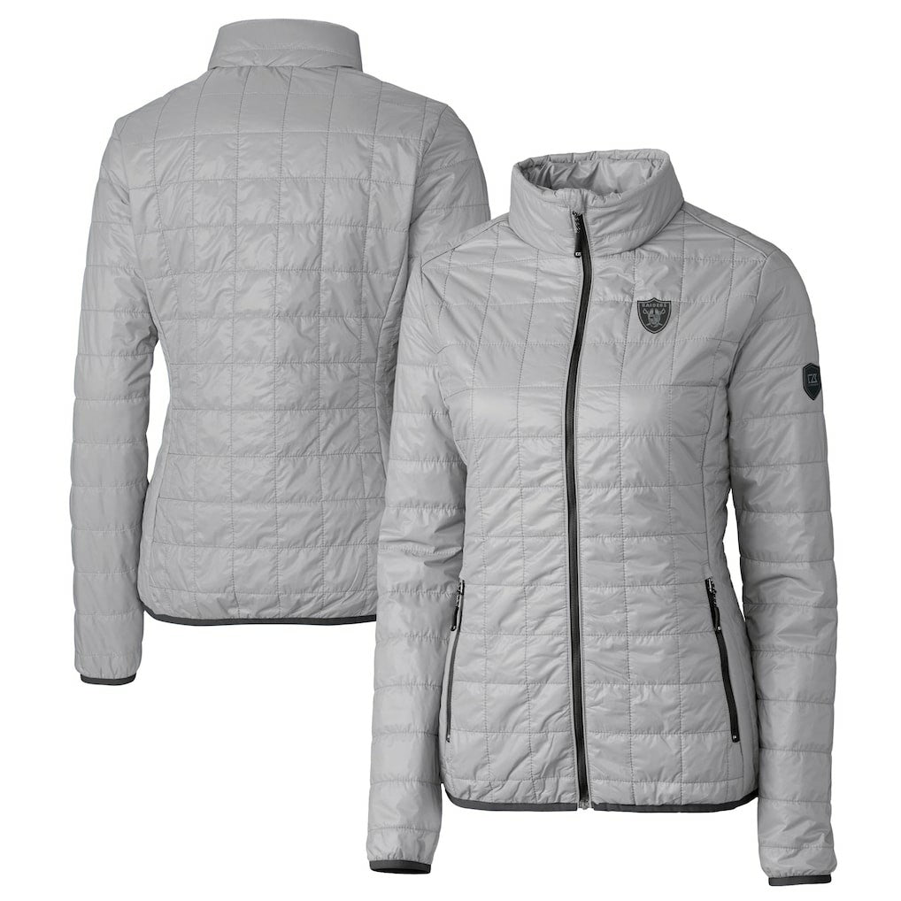 Las Vegas Raiders Cutter & Buck Women's Rainier PrimaLoft Eco Insulated Full-Zip Puffer Jacket - Gray Jackets