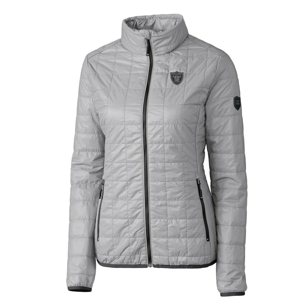 Las Vegas Raiders Cutter & Buck Women's Rainier PrimaLoft Eco Insulated Full-Zip Puffer Jacket - Gray Jackets