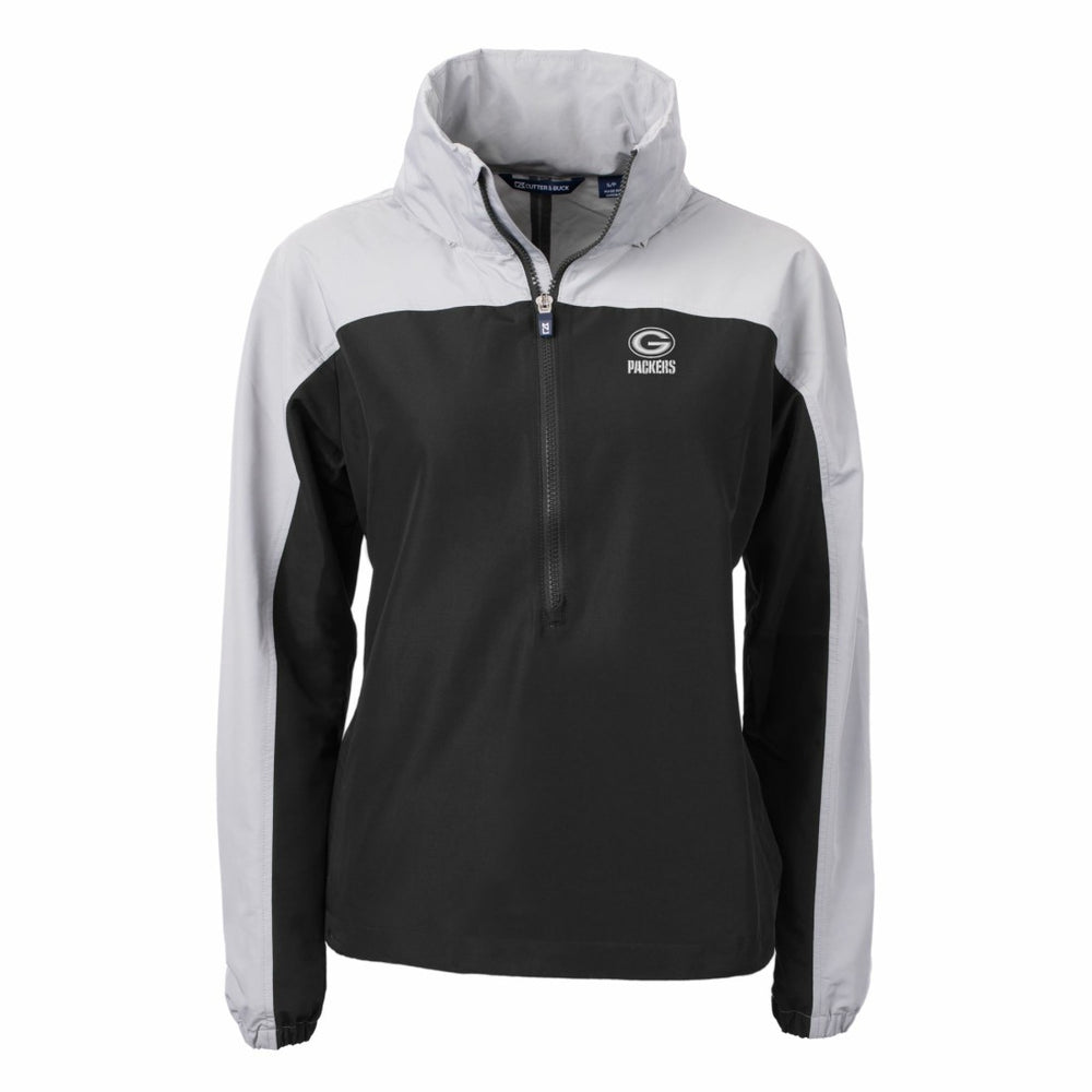 Green Bay Packers Cutter & Buck Women's Charter Eco Recycled Half-Zip Hoodie Anorak Jacket - Black/Gray Hoodies