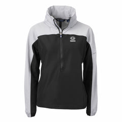 Green Bay Packers Cutter & Buck Women's Charter Eco Recycled Half-Zip Hoodie Anorak Jacket - Black/Gray Hoodies