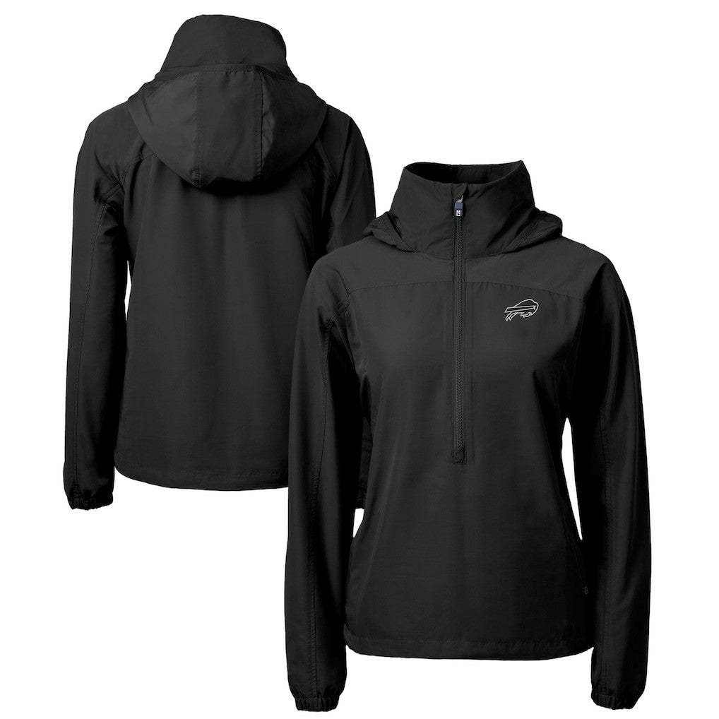 Buffalo Bills Cutter & Buck Women's Charter Eco Recycled Half-Zip Hoodie Anorak Jacket - Black Hoodies