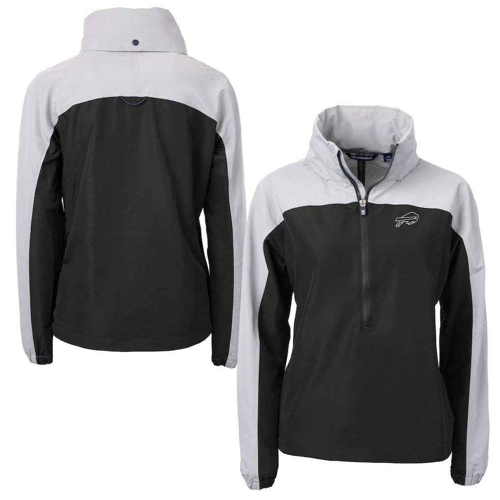 Buffalo Bills Cutter & Buck Women's Charter Eco Recycled Half-Zip Hoodie Anorak Jacket - Black Hoodies