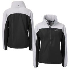 Buffalo Bills Cutter & Buck Women's Charter Eco Recycled Half-Zip Hoodie Anorak Jacket - Black Hoodies