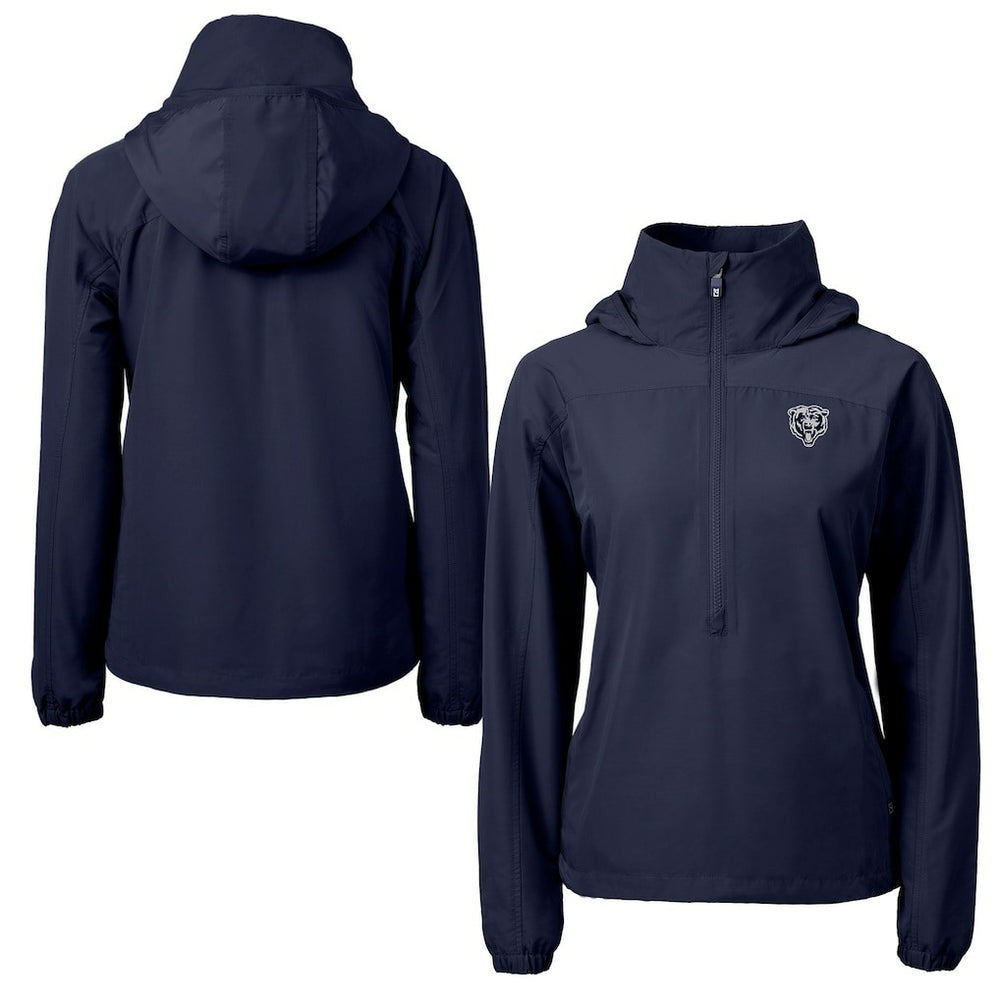 Chicago Bears Cutter & Buck Women's Charter Eco Recycled Half-Zip Hoodie Anorak Jacket - Navy Hoodies
