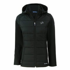 Detroit Lions Cutter & Buck Women's Evoke Hybrid Eco Softshell Recycled Full-Zip Hoodie Jacket - Black Hoodies