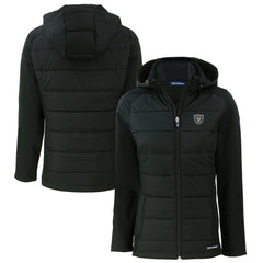 Las Vegas Raiders Cutter & Buck Women's Evoke Hybrid Eco Softshell Recycled Full-Zip Hoodie Jacket - Black Hoodies