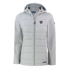Las Vegas Raiders Cutter & Buck Women's Evoke Hybrid Eco Softshell Recycled Full-Zip Hoodie Jacket - Gray Hoodies