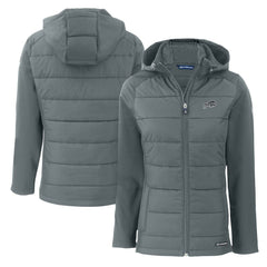 Buffalo Bills Cutter & Buck Women's Evoke Hybrid Eco Softshell Recycled Full-Zip Hoodie Jacket - Dark Gray Hoodies