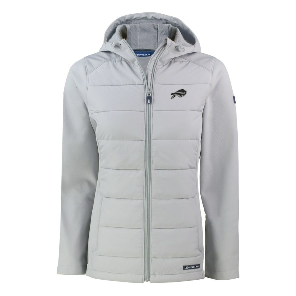 Buffalo Bills Cutter & Buck Women's Evoke Hybrid Eco Softshell Recycled Full-Zip Hoodie Jacket - Gray Hoodies