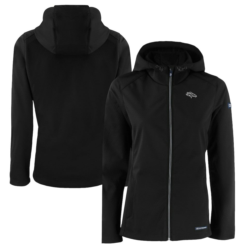 Denver Broncos Cutter & Buck Women's Evoke Eco Softshell Recycled Full-Zip Hoodie Jacket - Black Hoodies