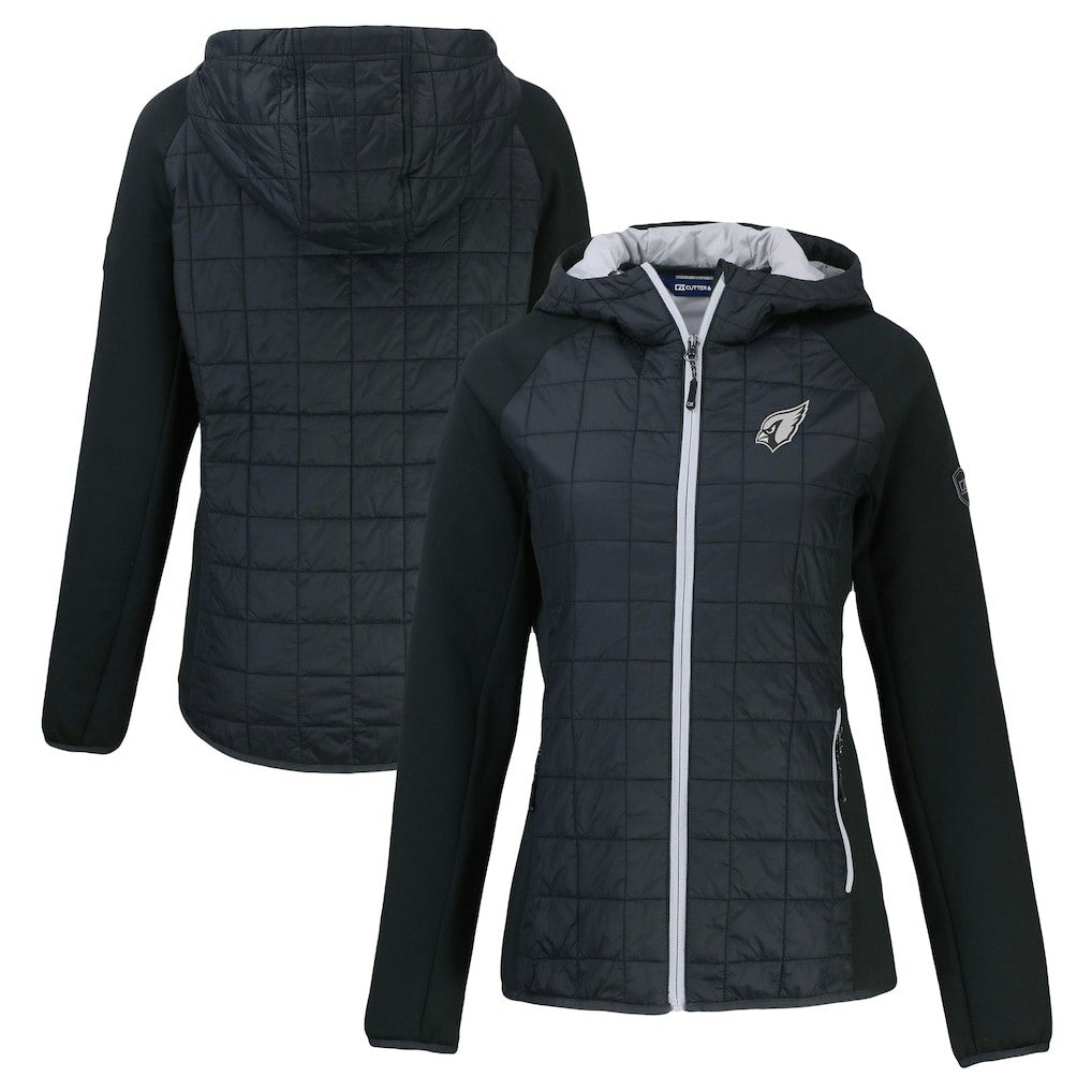 Arizona Cardinals Cutter & Buck Women's Rainier PrimaLoft Eco Hybrid Full-Zip Hoodie Jacket - Black Hoodies