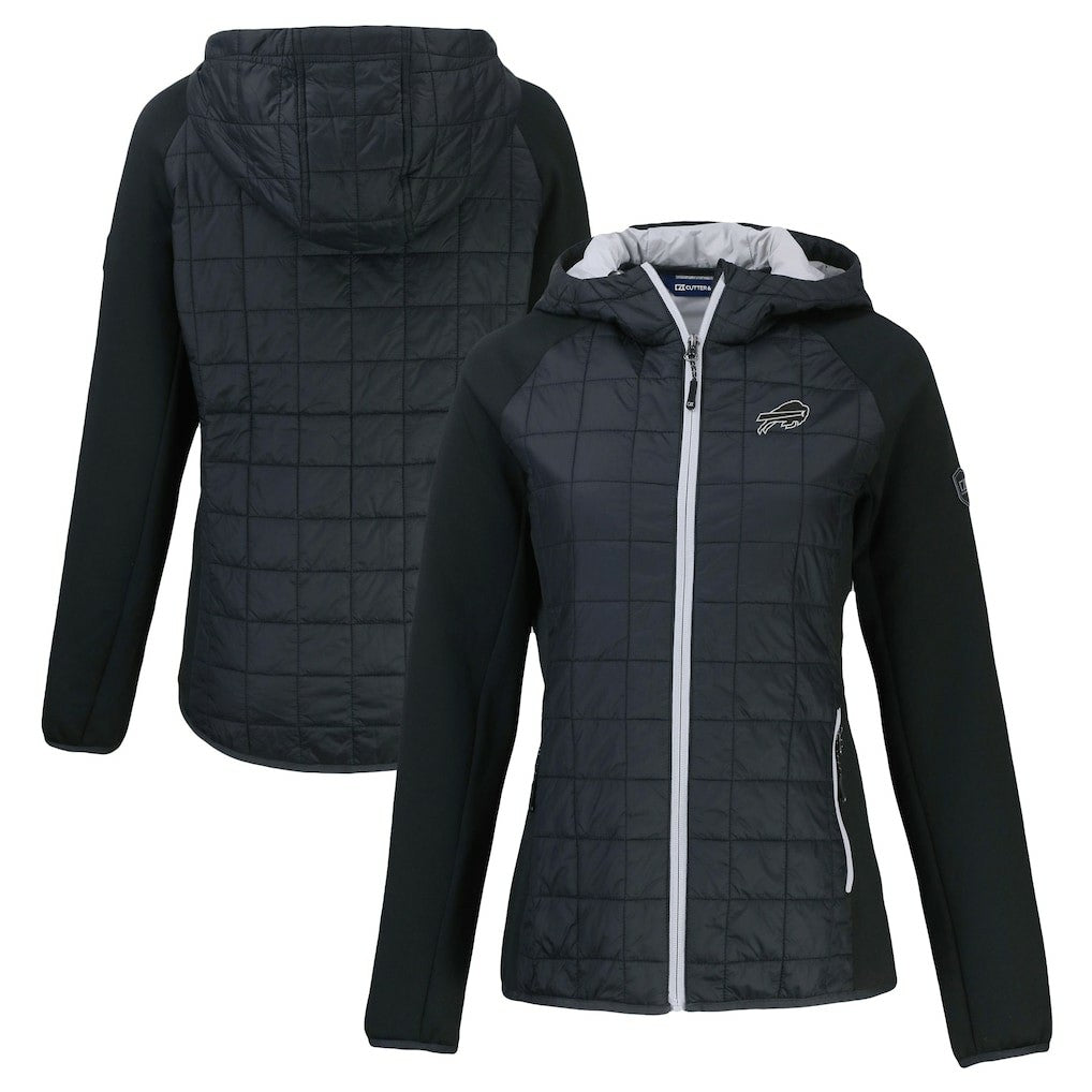 Buffalo Bills Cutter & Buck Women's Rainier PrimaLoft Eco Hybrid Full-Zip Hoodie Jacket - Black Hoodies