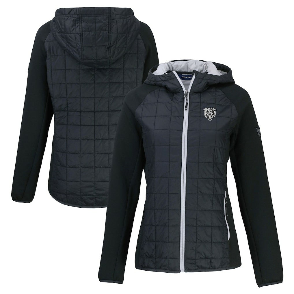 Chicago Bears Cutter & Buck Women's Rainier PrimaLoft Eco Hybrid Full-Zip Hoodie Jacket - Black Hoodies