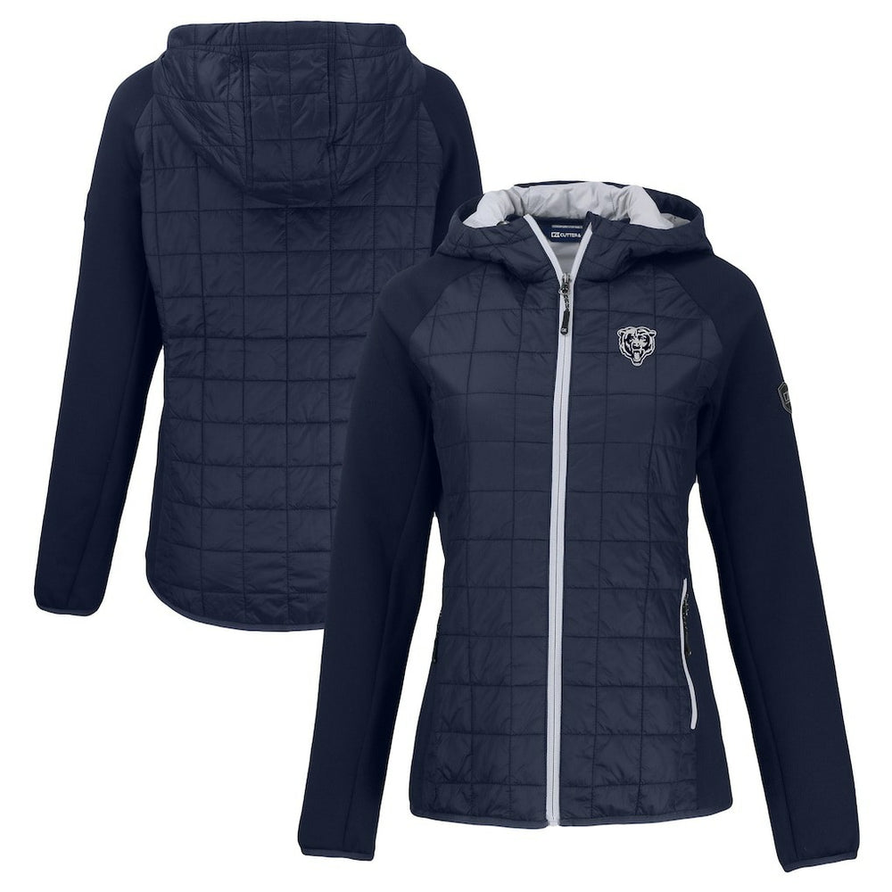 Chicago Bears Cutter & Buck Women's Rainier PrimaLoft Eco Hybrid Full-Zip Hoodie Jacket - Navy Hoodies