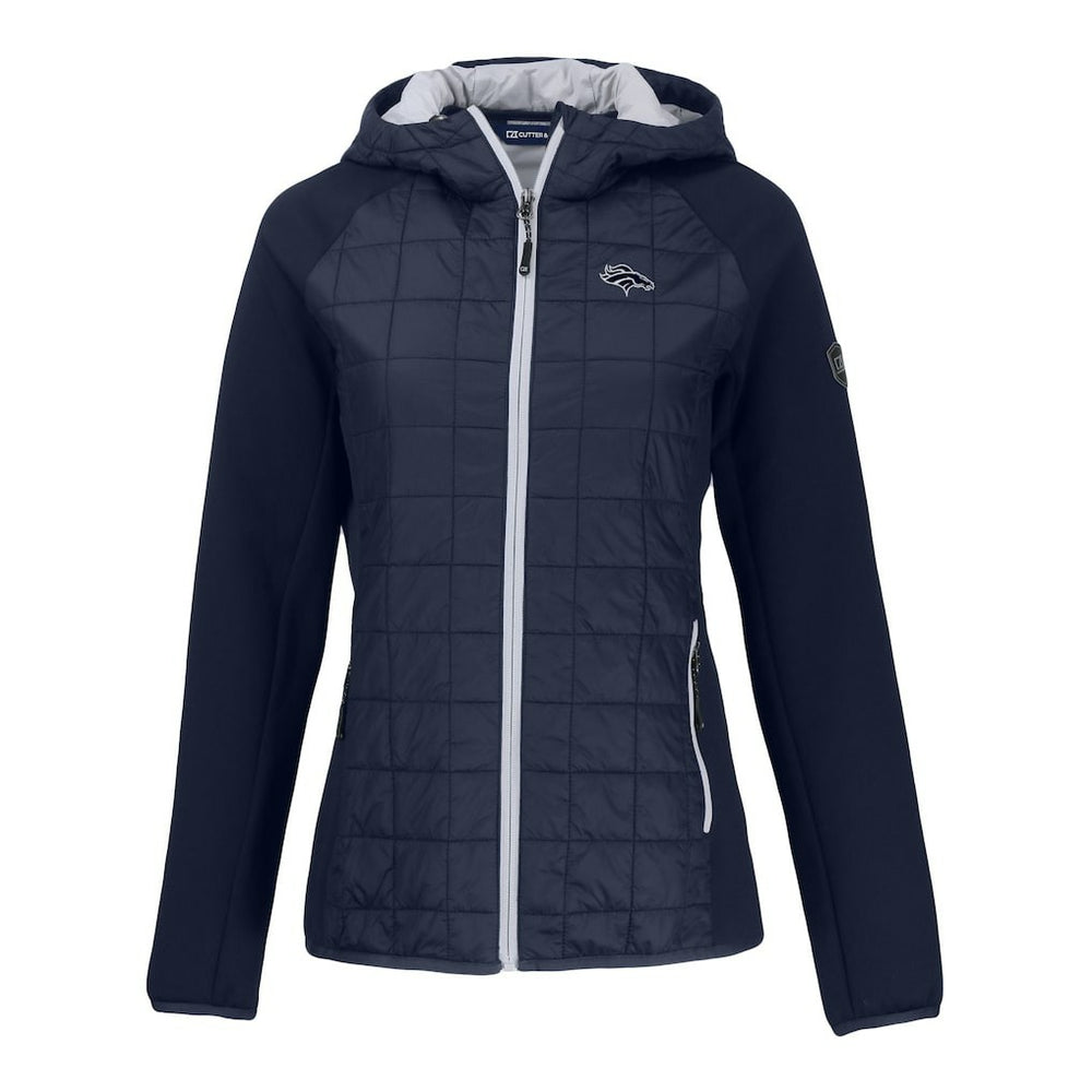 Denver Broncos Cutter & Buck Women's Rainier PrimaLoft Eco Hybrid Full-Zip Hoodie Jacket - Navy Hoodies