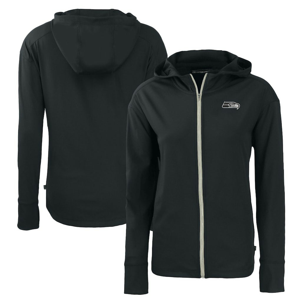 Seattle Seahawks Cutter & Buck Women's Daybreak Eco Recycled Full-Zip Hoodie - Black Hoodies
