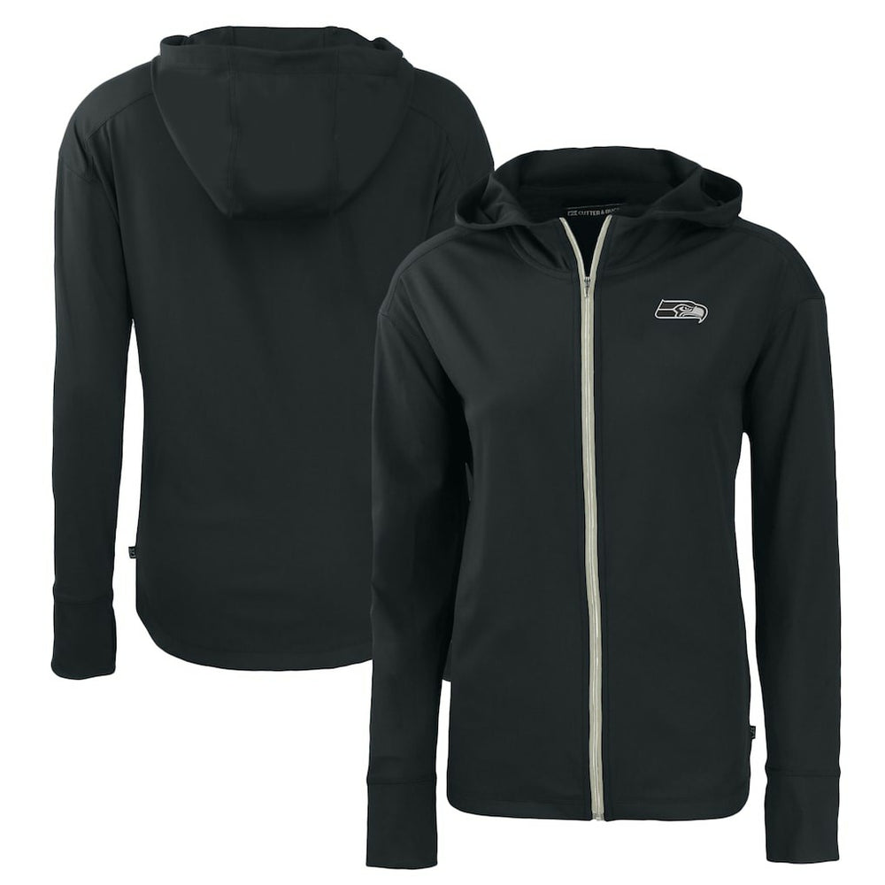 Seattle Seahawks Cutter & Buck Women's Daybreak Eco Recycled Full-Zip Hoodie - Black Hoodies