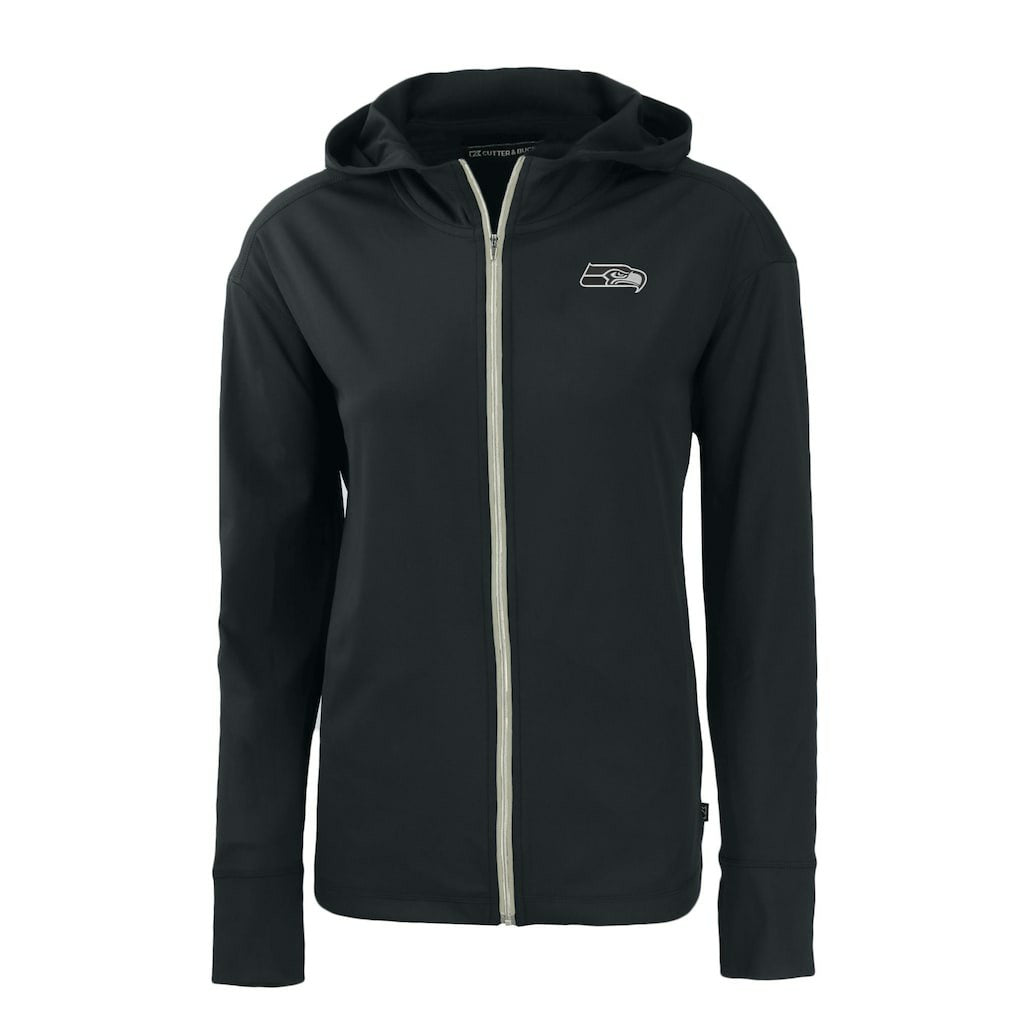Seattle Seahawks Cutter & Buck Women's Daybreak Eco Recycled Full-Zip Hoodie - Black Hoodies