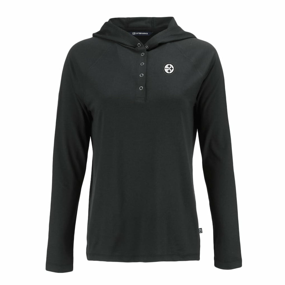 Pittsburgh Steelers Cutter & Buck Women's Coastline Epic Comfort Eco Recycled Long Sleeve Hoodie T-Shirt - Black Hoodies