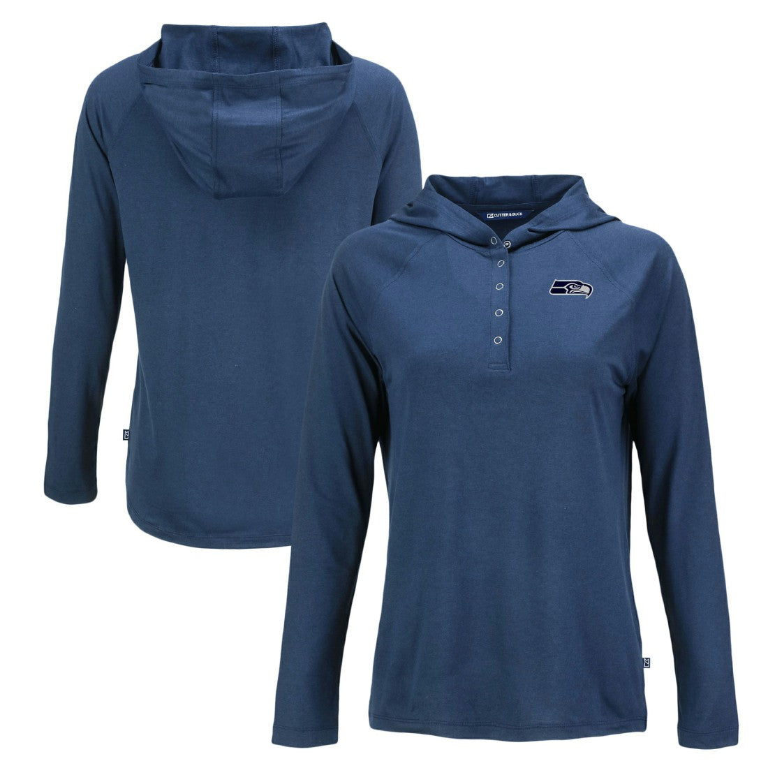 Seattle Seahawks Cutter & Buck Women's Coastline Epic Comfort Eco Recycled Long Sleeve Hoodie T-Shirt - Navy Hoodies