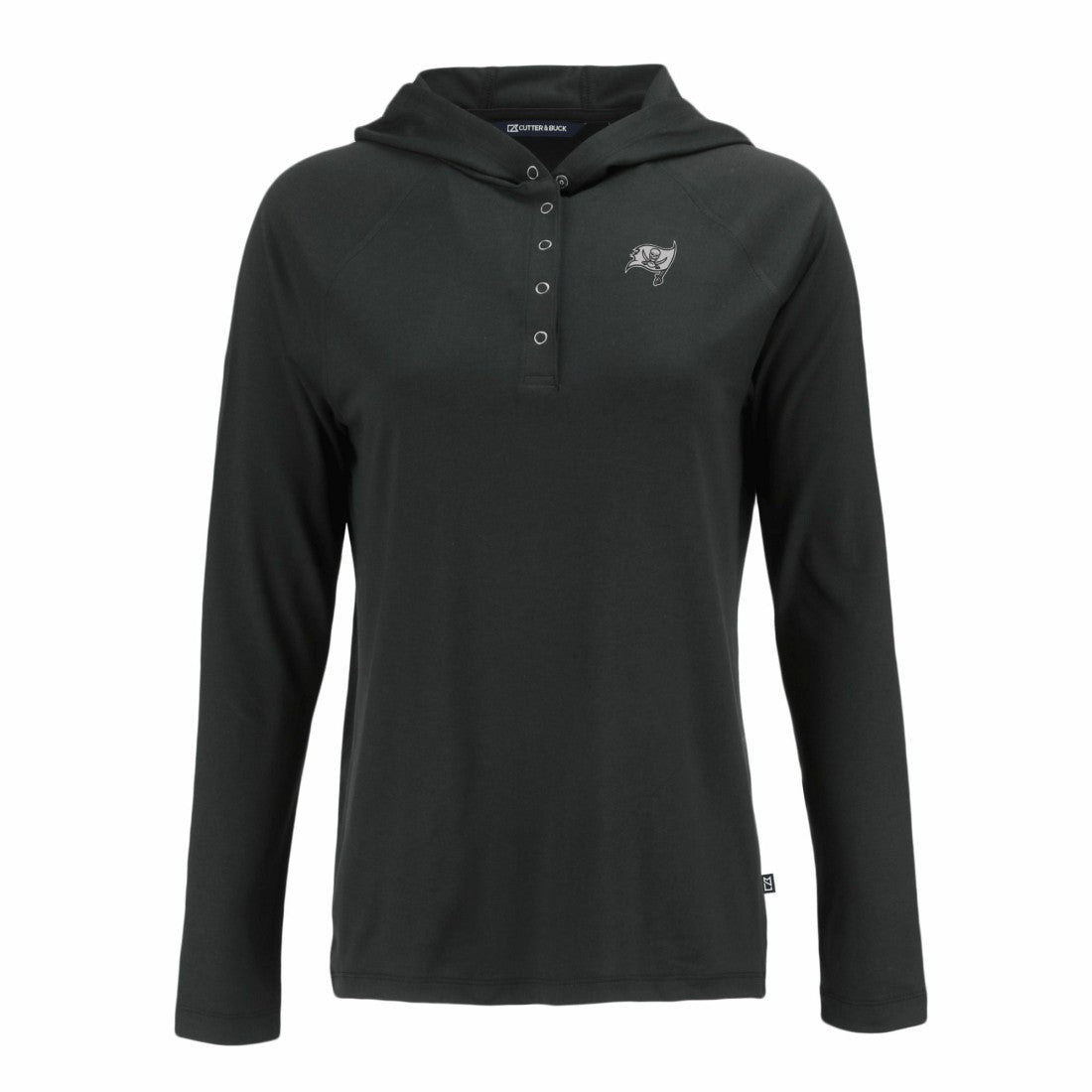 Tampa Bay Buccaneers Cutter & Buck Women's Coastline Epic Comfort Eco Recycled Long Sleeve Hoodie T-Shirt - Black Hoodies