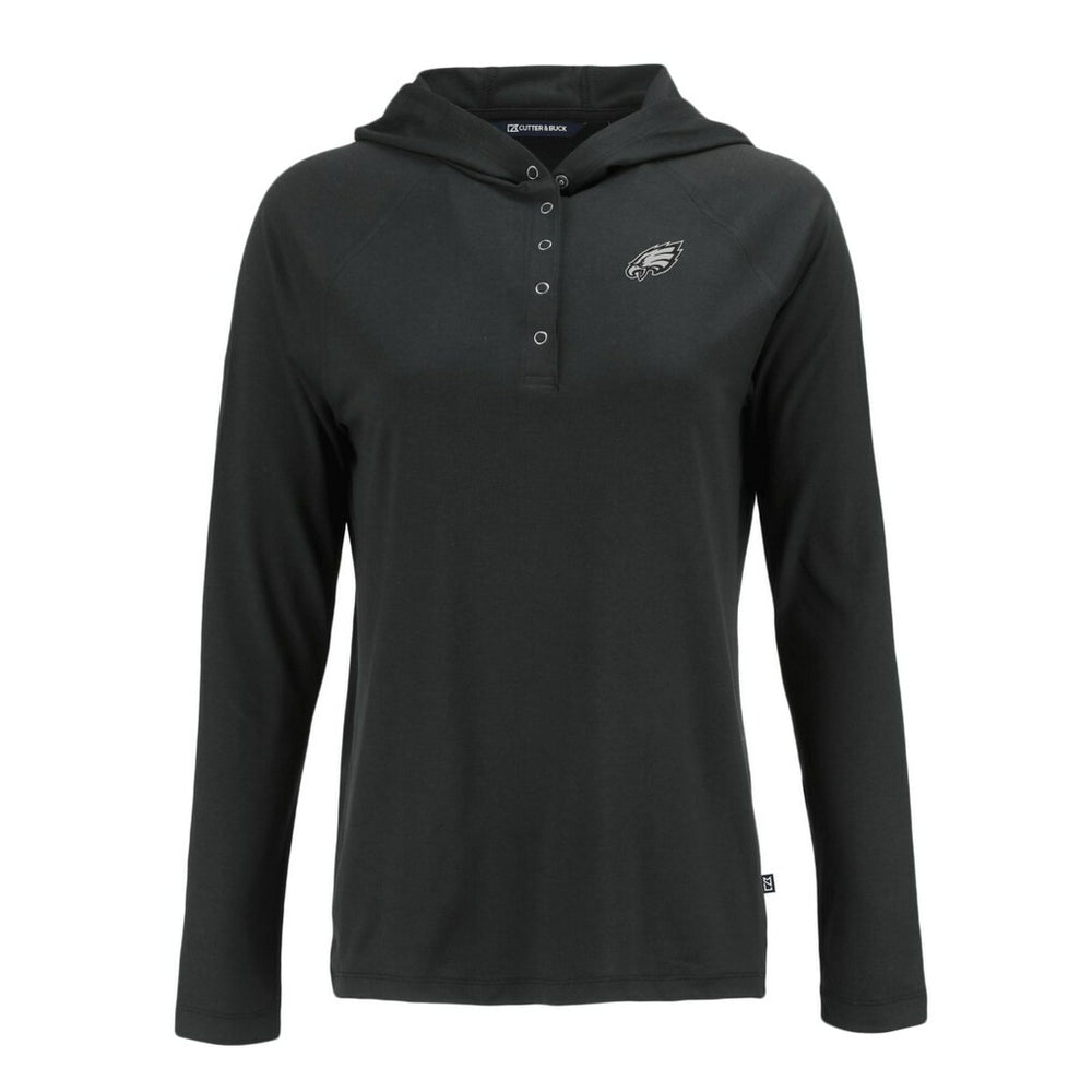 Philadelphia Eagles Cutter & Buck Women's Coastline Epic Comfort Eco Recycled Long Sleeve Hoodie T-Shirt - Black Hoodies