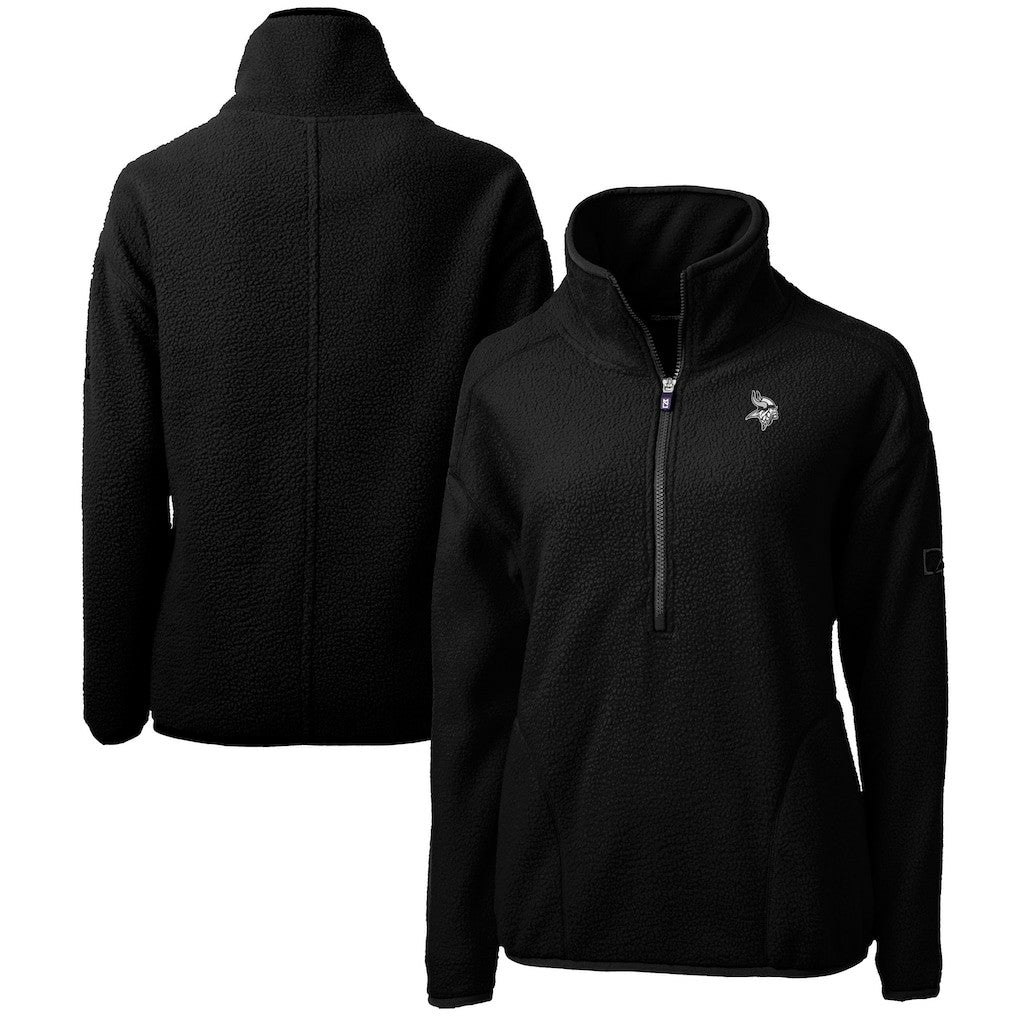 Minnesota Vikings Cutter & Buck Women's Cascade Eco Sherpa Fleece Half-Zip Jacket - Black Jackets