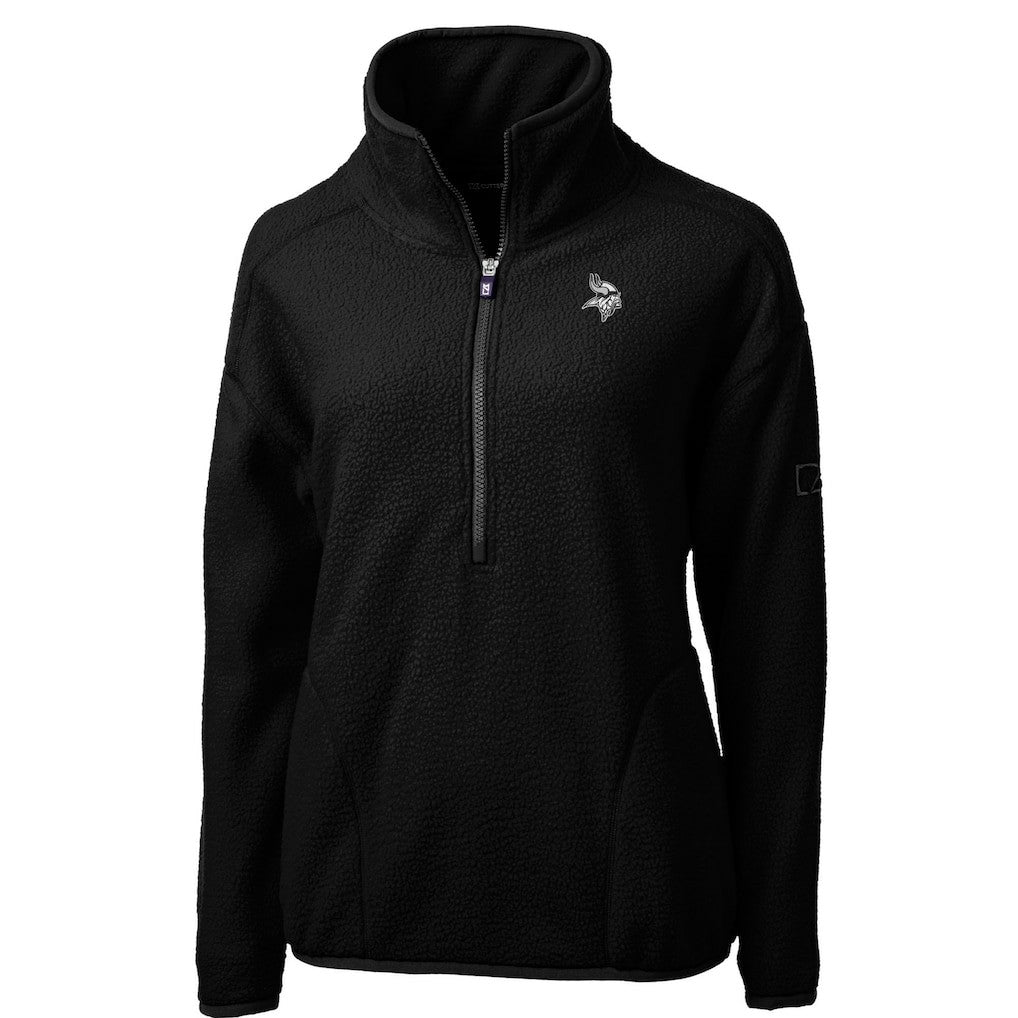 Minnesota Vikings Cutter & Buck Women's Cascade Eco Sherpa Fleece Half-Zip Jacket - Black Jackets