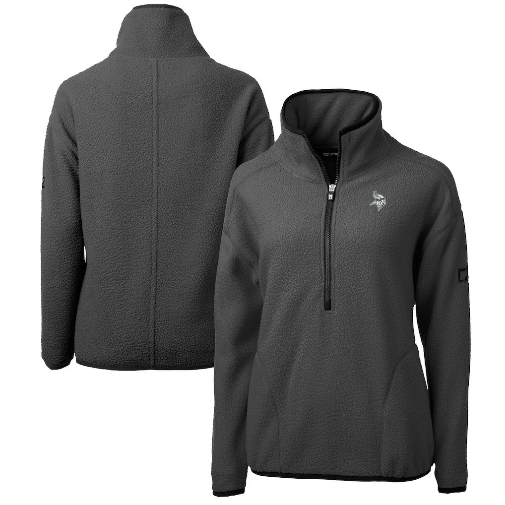 Minnesota Vikings Cutter & Buck Women's Cascade Eco Sherpa Fleece Half-Zip Jacket - Gray Jackets