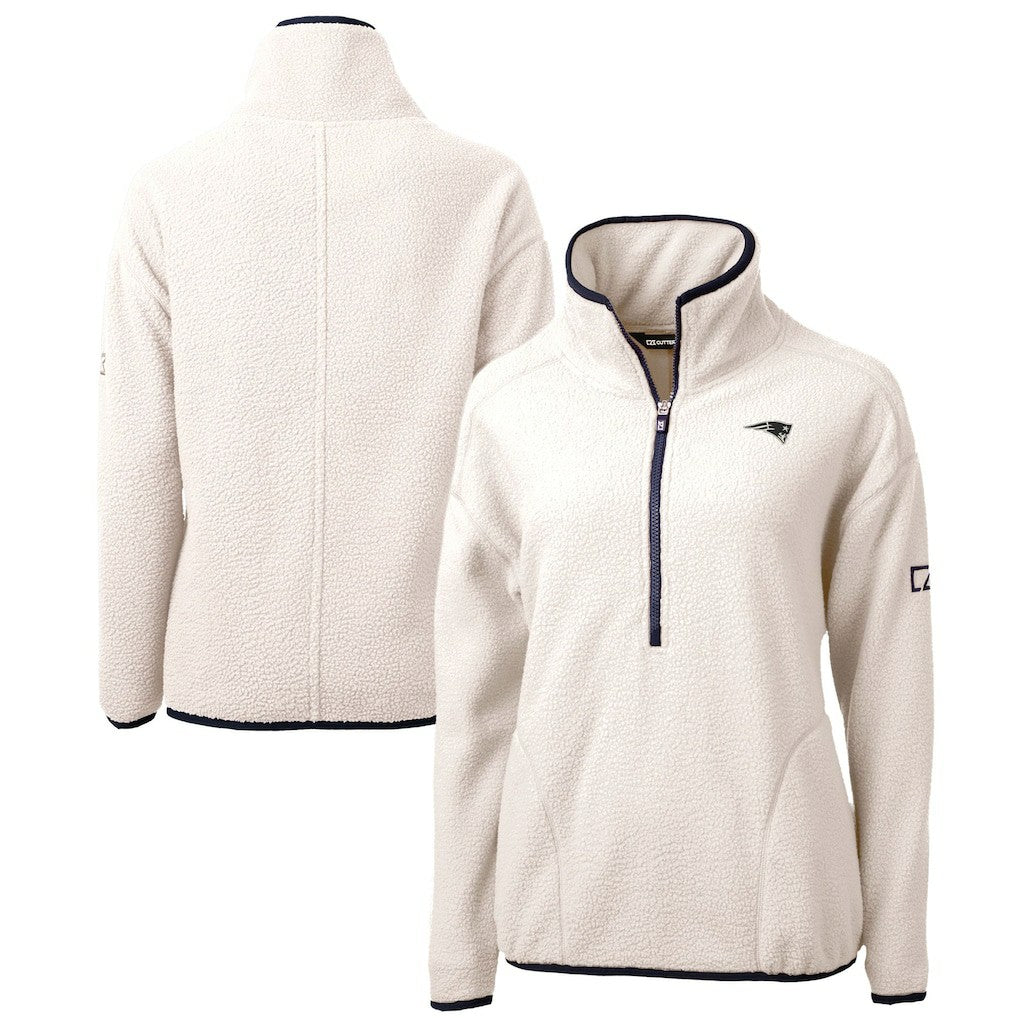 New England Patriots Cutter & Buck Women's Cascade Eco Sherpa Fleece Half-Zip Jacket - Oatmeal Jackets