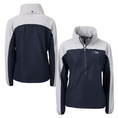Seattle Seahawks Cutter & Buck Women's Charter Eco Recycled Half-Zip Hoodie Anorak Jacket - College Navy Hoodies