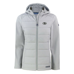 San Francisco 49ers Cutter & Buck Women's Evoke Hybrid Eco Softshell Recycled Full-Zip Hoodie Jacket - Gray Hoodies