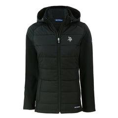 Minnesota Vikings Cutter & Buck Women's Evoke Hybrid Eco Softshell Recycled Full-Zip Hoodie Jacket - Black Hoodies