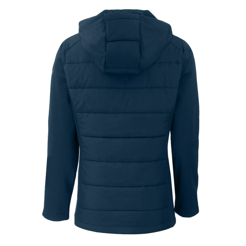 New England Patriots Cutter & Buck Women's Evoke Hybrid Eco Softshell Recycled Full-Zip Hoodie Jacket - Navy Hoodies