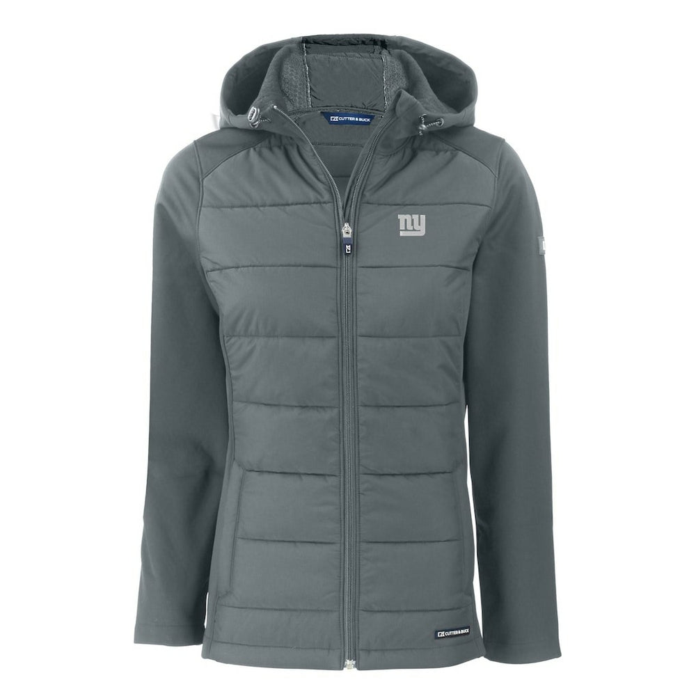 New York Giants Cutter & Buck Women's Evoke Hybrid Eco Softshell Recycled Full-Zip Hoodie Jacket - Gray Hoodies