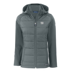 New York Giants Cutter & Buck Women's Evoke Hybrid Eco Softshell Recycled Full-Zip Hoodie Jacket - Gray Hoodies