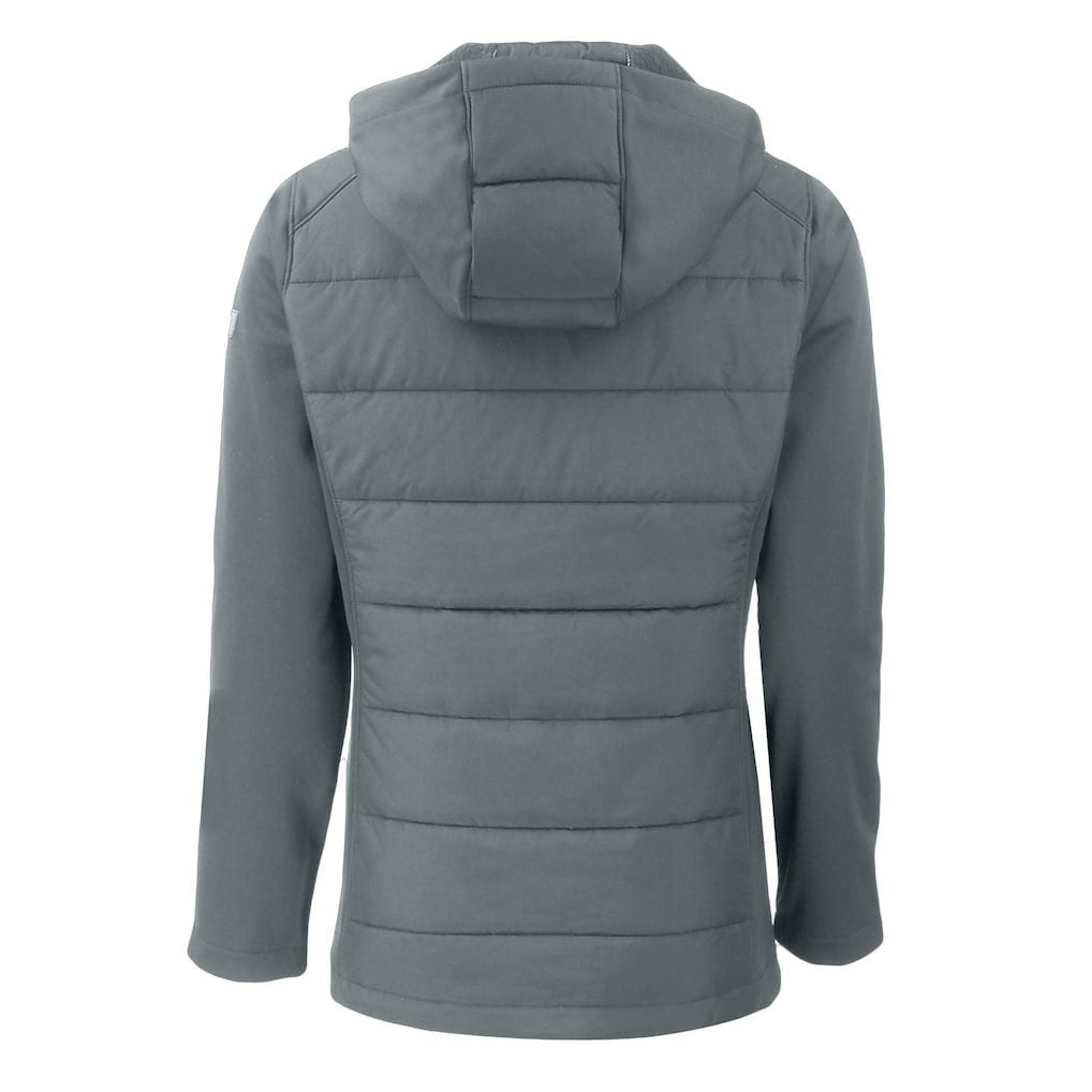 Philadelphia Eagles Cutter & Buck Women's Evoke Hybrid Eco Softshell Recycled Full-Zip Hoodie Jacket - Dark Gray Hoodies