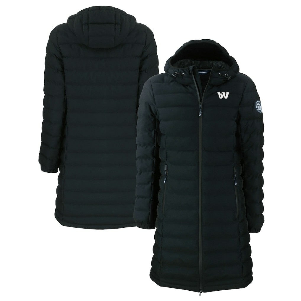 Washington Commanders Cutter & Buck Women's Mission Ridge Repreve Eco Insulated Full-Zip Hoodie Long Puffer Jacket - Black Hoodies