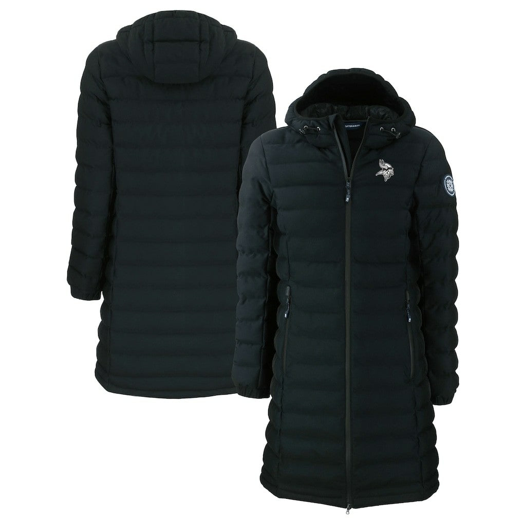 Minnesota Vikings Cutter & Buck Women's Mission Ridge Repreve Eco Insulated Full-Zip Hoodie Long Puffer Jacket - Black Hoodies