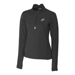 Philadelphia Eagles Cutter & Buck Women's Traverse Stretch DryTec Quarter-Zip Top - Black Tops