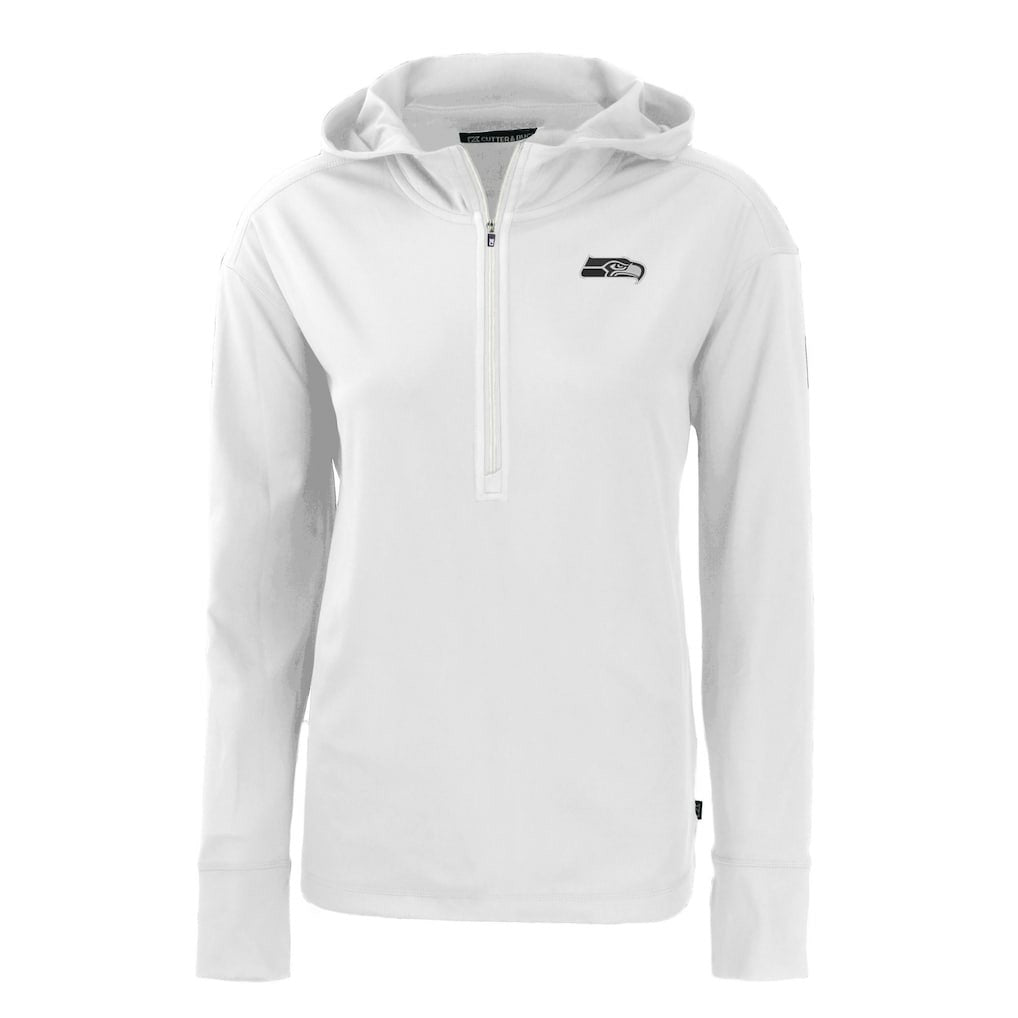 Seattle Seahawks Cutter & Buck Women's Daybreak Eco Recycled Half-Zip Hoodie - White Hoodies