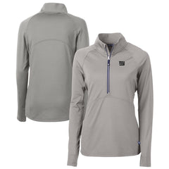 New York Giants Cutter & Buck Women's Adapt Eco Knit Stretch Recycled Raglan Half-Zip Top - Gray Tops