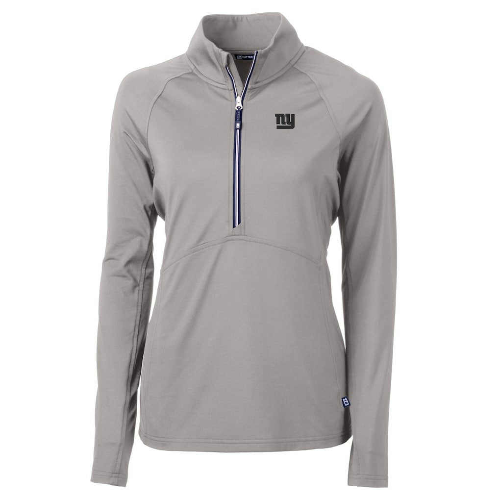 New York Giants Cutter & Buck Women's Adapt Eco Knit Stretch Recycled Raglan Half-Zip Top - Gray Tops