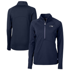 Seattle Seahawks Cutter & Buck Women's Adapt Eco Knit Stretch Recycled Raglan Half-Zip Top - College Navy Tops
