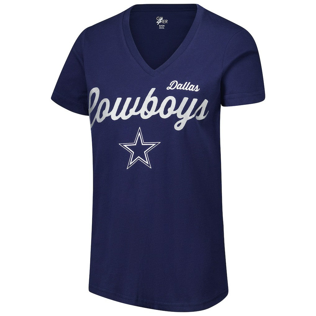Dallas Cowboys G-III 4Her by Carl Banks Women's Post Season V-Neck T-Shirt - Navy T-shirts