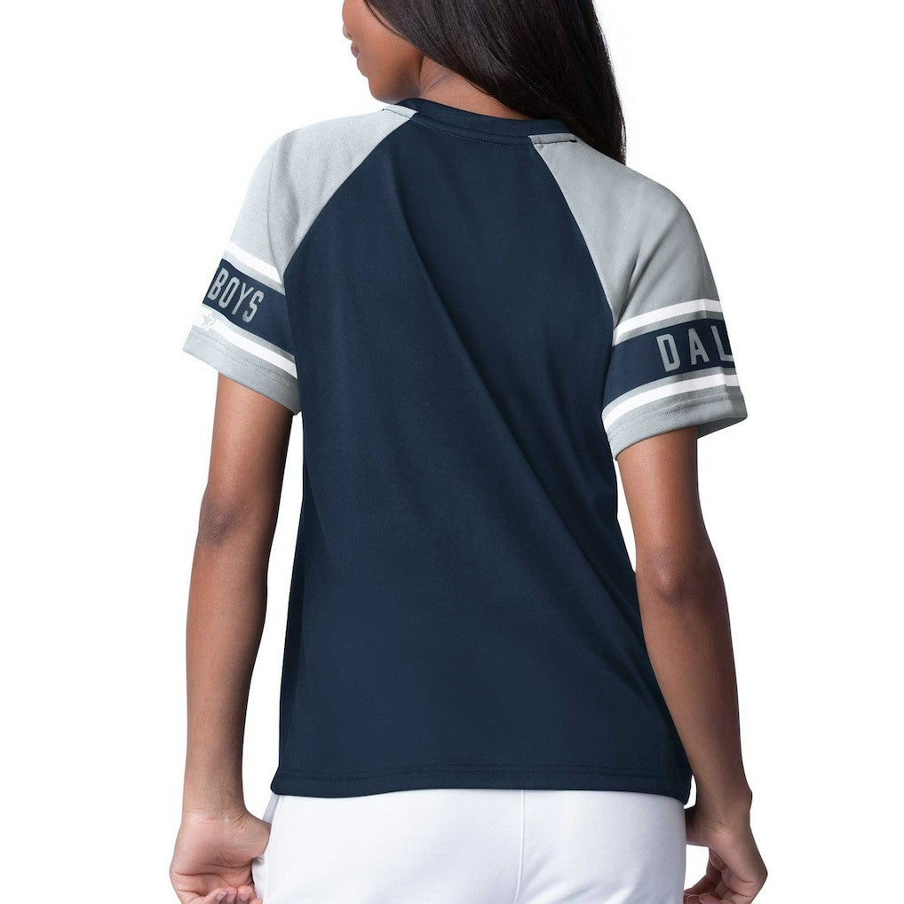 Dallas Cowboys Starter Women's 1st Rounder Color Block Raglan Top - Navy Tops