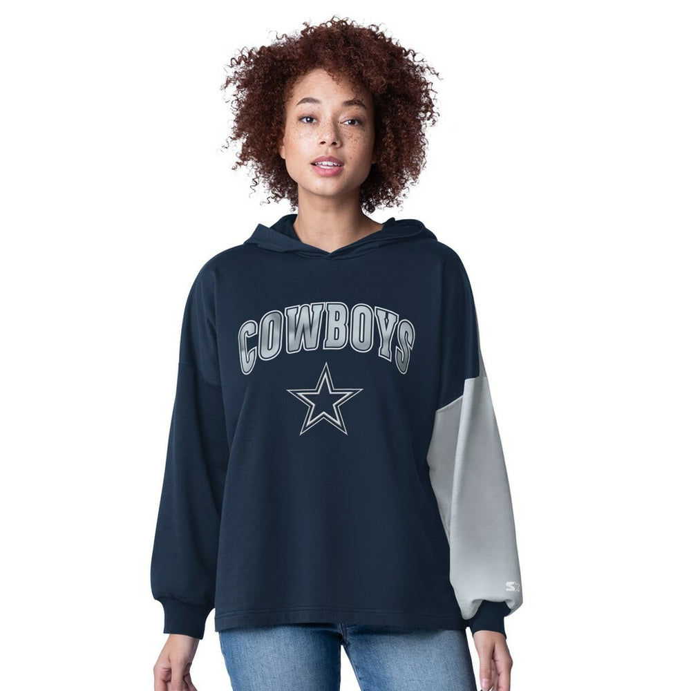 Dallas Cowboys Starter Women's Power Move Long Sleeve Pullover Hoodie - Navy Hoodies