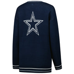 Dallas Cowboys Starter Women's Oversized On the Ball Intarsia Knit Pullover Sweater - Navy Pullover