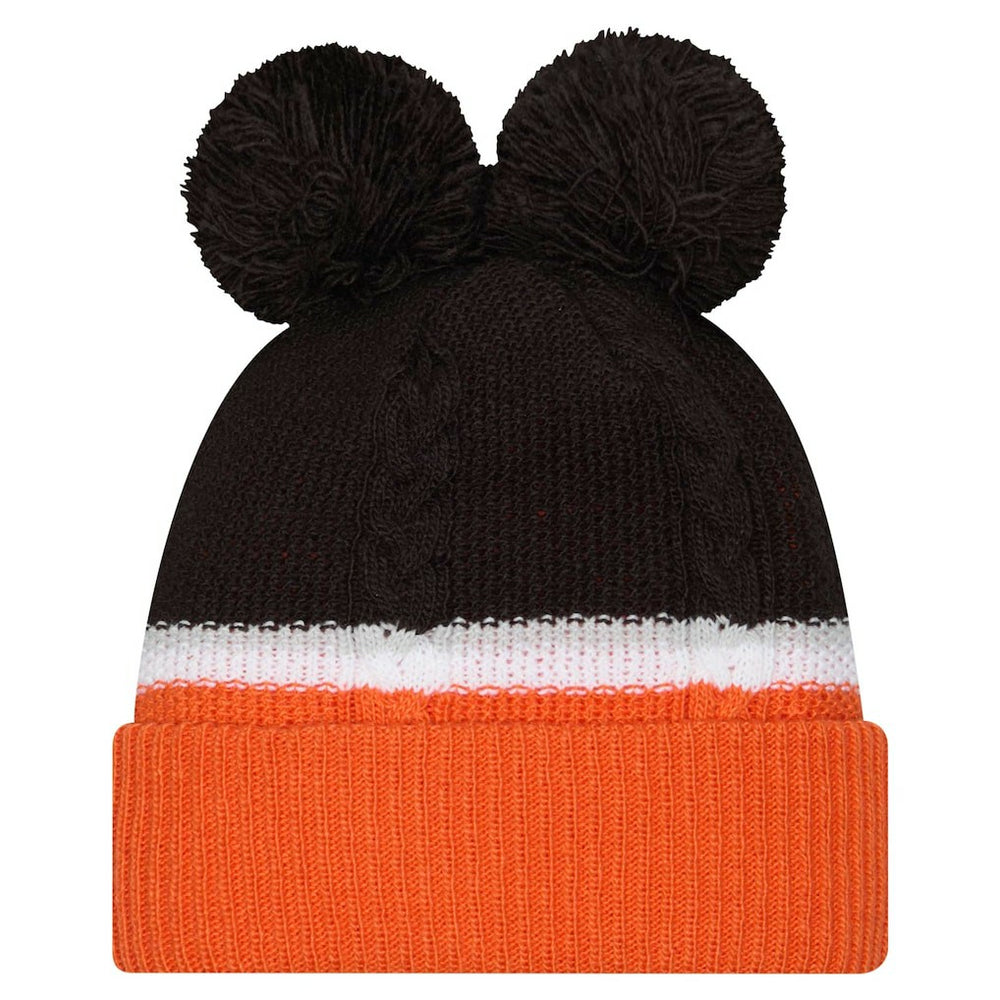 Cincinnati Bengals New Era Women's Double Bubble Cuffed Knit Hat with Poms - Black Hats